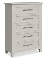 Commode verticale de chambre à coucher Celine de 35 po (L) x 51 po (H) à 5 tiroirs - ivoire