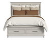 Celine Platform Storage Bed with Headboard & Frame, Ivory - Queen Size | Lit plateforme de rangement Celine avec tête de lit et cadre de lit, ivoire - format grand lit