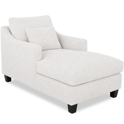Made in Canada Sofa Lab Customizable 36" Fabric Accent Chaise with Wood Legs – Teddy Snow  | Fauteuil long d’appoint personnalisable de Sofa Lab de 36 po fabriqué au Canada en tissu avec pattes en bois - Teddy Snow