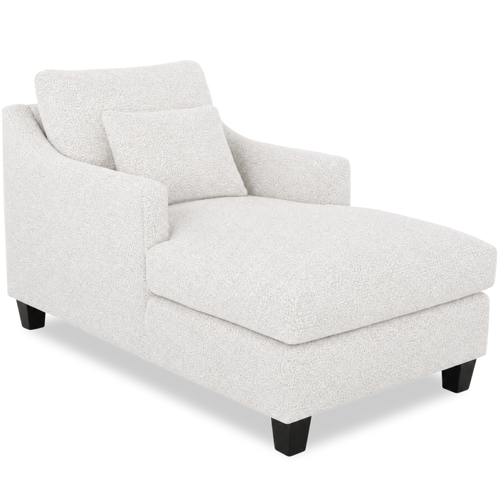 Fauteuil long d’appoint personnalisable de Sofa Lab de 36 po fabriqué au Canada en tissu avec pattes en bois - Teddy Snow