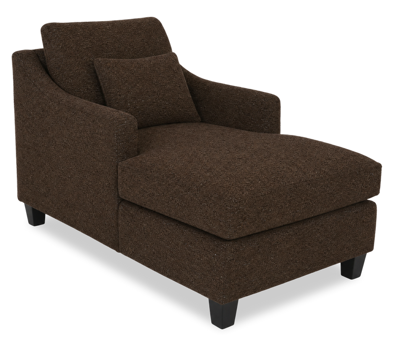 Fauteuil long d’appoint personnalisable de Sofa Lab de 36 po fabriqué au Canada en tissu avec pattes en bois - Teddy Walnut