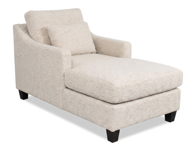 Made in Canada Sofa Lab Customizable 36" Fabric Accent Chaise with Wood Legs – Chenille White  | Fauteuil long d’appoint personnalisable de Sofa Lab de 36 po fabriqué au Canada en tissu avec pattes en bois - Chenille White