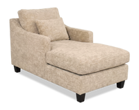 Fauteuil long d’appoint personnalisable de Sofa Lab de 36 po fabriqué au Canada en tissu avec pattes en bois - Plush Parchment