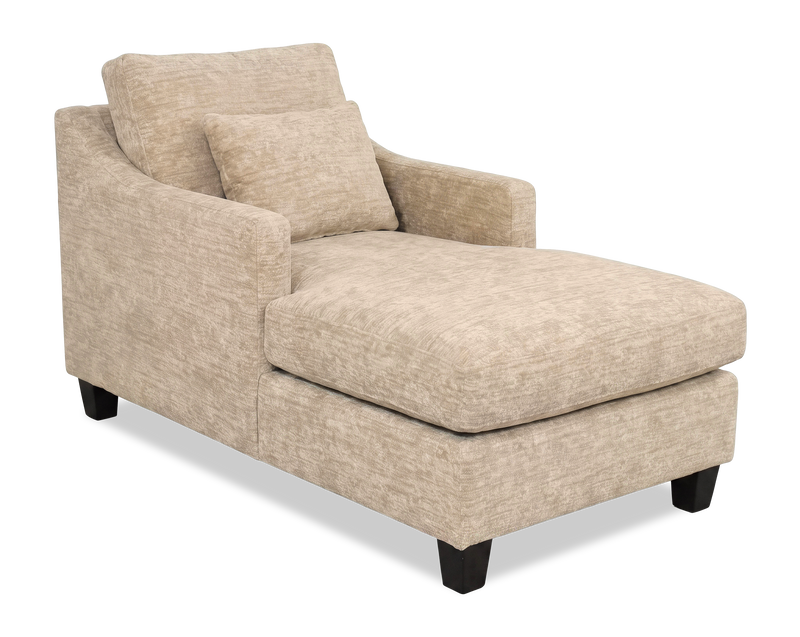 Fauteuil long d’appoint personnalisable de Sofa Lab de 36 po fabriqué au Canada en tissu avec pattes en bois - Plush Parchment 