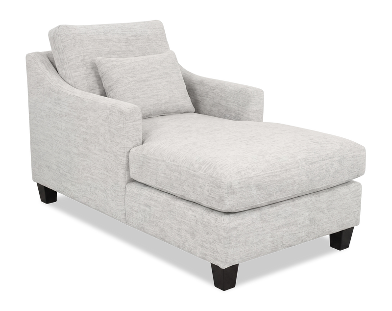 Fauteuil long d’appoint personnalisable de Sofa Lab de 36 po fabriqué au Canada en tissu avec pattes en bois - Plush Oyster 