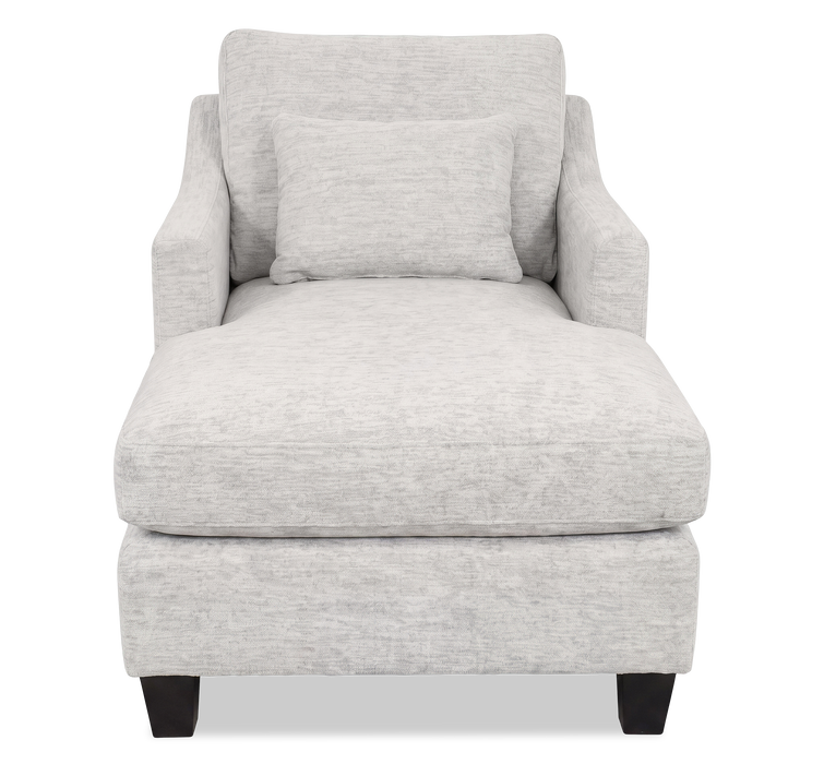 Fauteuil long d’appoint personnalisable de Sofa Lab de 36 po fabriqué au Canada en tissu avec pattes en bois - Plush Oyster 