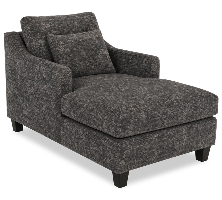 Fauteuil long d’appoint personnalisable de Sofa Lab de 36 po fabriqué au Canada en tissu avec pattes en bois - Plush Charcoal 