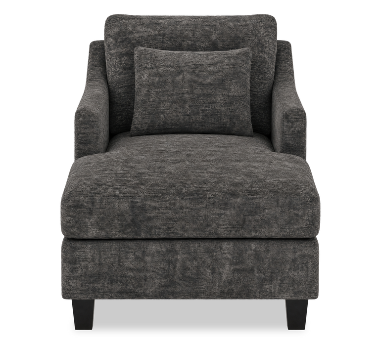 Fauteuil long d’appoint personnalisable de Sofa Lab de 36 po fabriqué au Canada en tissu avec pattes en bois - Plush Charcoal 