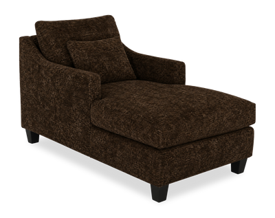 Made in Canada Sofa Lab Customizable 36" Fabric Accent Chaise with Wood Legs – Plush Chocolate | Fauteuil long d’appoint personnalisable de Sofa Lab de 36 po fabriqué au Canada en tissu avec pattes en bois - Plush Chocolate