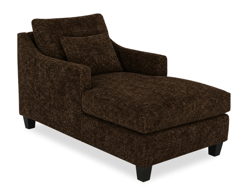 Fauteuil long d’appoint personnalisable de Sofa Lab de 36 po fabriqué au Canada en tissu avec pattes en bois - Plush Chocolate
