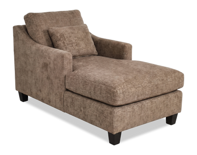 Made in Canada Sofa Lab Customizable 36" Fabric Accent Chaise with Wood Legs – Chenille Praline  | Fauteuil long d’appoint personnalisable de Sofa Lab de 36 po fabriqué au Canada en tissu avec pattes en bois - Chenille Praline