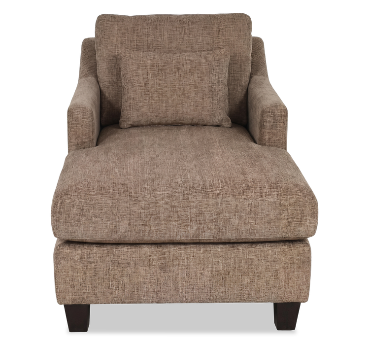 Fauteuil long d’appoint personnalisable de Sofa Lab de 36 po fabriqué au Canada en tissu avec pattes en bois - Chenille Praline