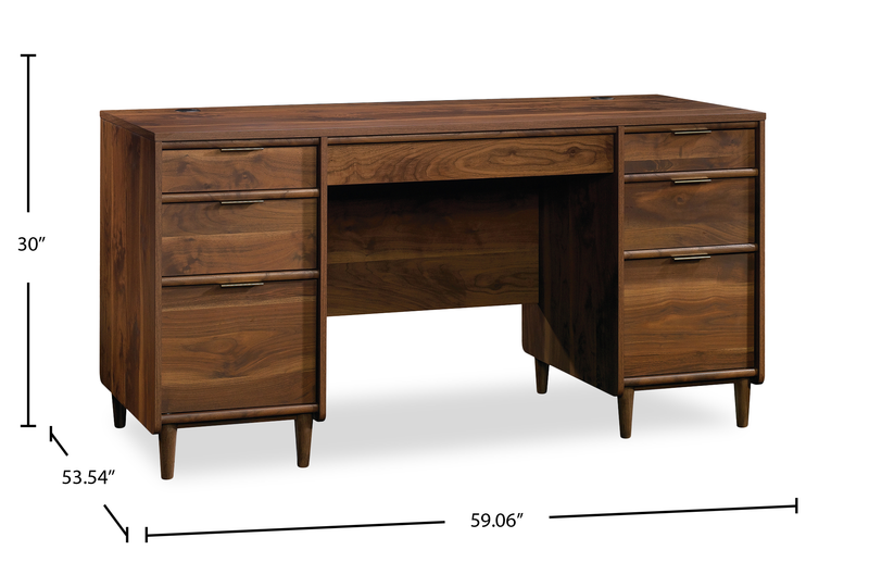 Bureau de direction Clifford Place de 59,06 po à 6 tiroirs - noyer majestueux