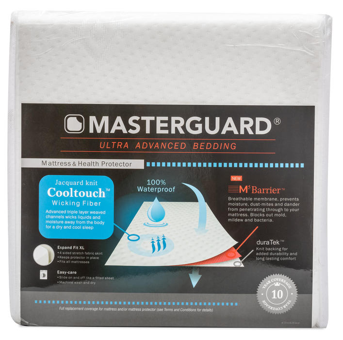 Protège-matelas CooltouchMC de MasterguardMD pour très grand lit avec 2 CooltouchMC Plus oreillers pour très grand lit