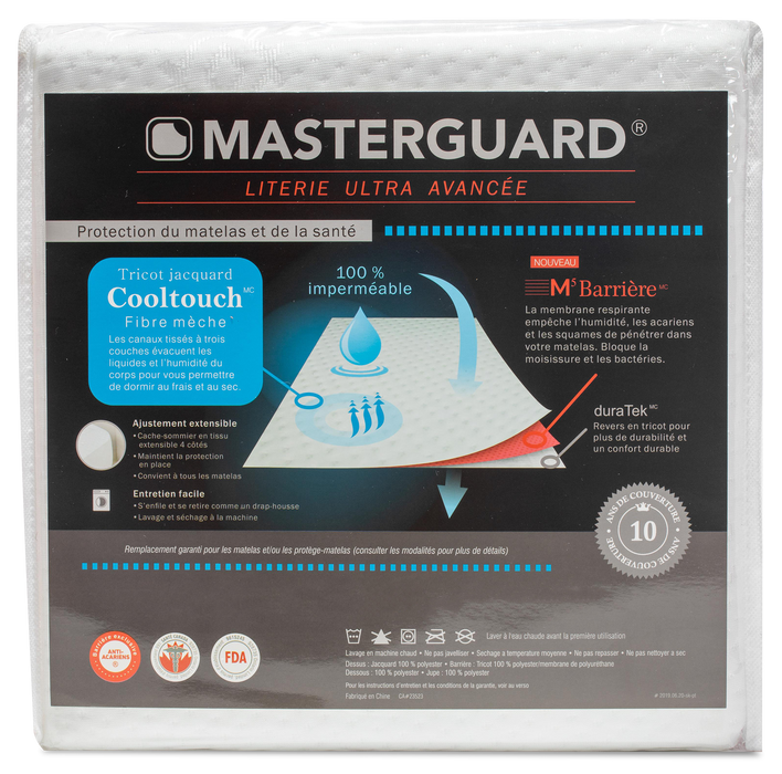 Protège-matelas CooltouchMC de MasterguardMD pour très grand lit avec 2 CooltouchMC Plus oreillers pour très grand lit