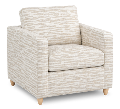 Made in Canada Sofa Lab Customizable Club 36" Fabric Accent Chair with Wood Legs – Bisque Accent Fabric | Fauteuil d’appoint personnalisable Club de Sofa Lab de 36 po fabriqué au Canada en tissu avec pattes en bois - tissu décoratif Bisque