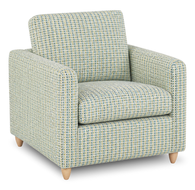Made in Canada Sofa Lab Customizable Club 36" Fabric Accent Chair with Wood Legs – Peacock Accent Fabric | Fauteuil d’appoint personnalisable Club de Sofa Lab de 36 po fabriqué au Canada en tissu avec pattes en bois - tissu décoratif Peacock
