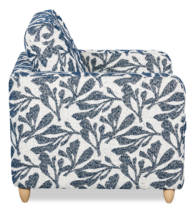 Fauteuil d’appoint personnalisable Club de Sofa Lab de 36 po fabriqué au Canada en tissu avec pattes en bois - tissu décoratif Marine 