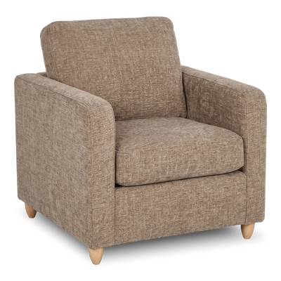Made in Canada Sofa Lab Customizable Club 36" Fabric Accent Chair with Wood Legs – Chenille Praline | Fauteuil d’appoint personnalisable Club de Sofa Lab de 36 po fabriqué au Canada en tissu avec pattes en bois - Chenille Praline