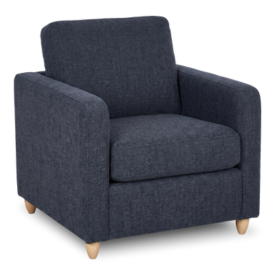 Made in Canada Sofa Lab Customizable Club 36" Fabric Accent Chair with Wood Legs – Chenille Pacific | Fauteuil d’appoint personnalisable Club de Sofa Lab de 36 po fabriqué au Canada en tissu avec pattes en bois - Chenille Pacific