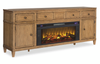 Clyde 81” Electric Fireplace TV Stand with Storage and Cable Management for TVs up to 90” – Golden Oak | Meuble pour téléviseur Clyde de 81 po avec foyer électrique, rangement et système de gestion des câbles pour téléviseurs jusqu’à 90 po - chêne doré
