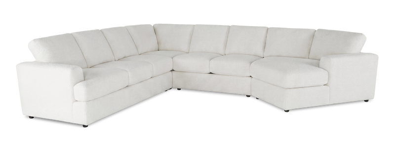 Sofa sectionnel de droite 4 pièces avec fauteuil enveloppant personnalisable Curve de Sofa Lab fabriqué au Canada en tissu - Teddy Snow