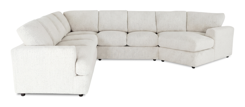 Sofa sectionnel de droite 4 pièces avec fauteuil enveloppant personnalisable Curve de Sofa Lab fabriqué au Canada en tissu - Teddy Snow