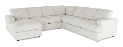 Made in Canada Customizable Sofa Lab Curve 4-Piece Left-Facing Sectional with Chaise - Teddy Snow | Sofa sectionnel de gauche 4 pièces avec fauteuil long personnalisable Curve de Sofa Lab fabriqué au Canada en tissu - Teddy Snow