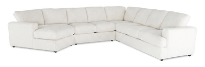 Made in Canada Customizable Sofa Lab Curve 4-Piece Left-Facing Sectional with Cuddler - Teddy Snow | Sofa sectionnel de gauche 4 pièces avec fauteuil enveloppant personnalisable Curve de Sofa Lab fabriqué au Canada en tissu - Teddy Snow