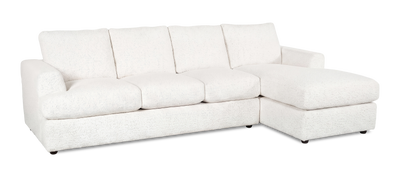Made in Canada Customizable Sofa Lab Curve Right-Facing Fabric Sofa Chaise  – Teddy Snow | Sofa avec fauteuil long de droite personnalisable Curve de Sofa Lab fabriqué au Canada en tissu - Teddy Snow