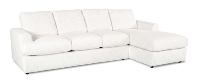 Made in Canada Customizable Sofa Lab Curve Fabric Right-Facing Sofabed Sectional - Teddy Snow | Sofa-lit sectionnel de droite personnalisable Curve de Sofa Lab fabriqué au Canada en tissu - Teddy Snow