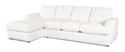 Made in Canada Customizable Sofa Lab Curve Fabric Left-Facing Sofabed Sectional - Teddy Snow | Sofa-lit sectionnel de gauche personnalisable Curve de Sofa Lab fabriqué au Canada en tissu - Teddy Snow