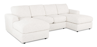 Made in Canada Customizable Sofa Lab Curve Fabric Double Chaise Sectional - Teddy Snow | Sofa sectionnel avec deux fauteuils longs personnalisable Curve de Sofa Lab fabriqué au Canada en tissu - Teddy Snow