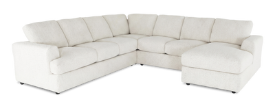 Made in Canada Customizable Sofa Lab Curve 4-Piece Right-Facing Sectional with Chaise - Teddy Snow | Sofa sectionnel de droite 4 pièces avec fauteuil long personnalisable Curve de Sofa Lab fabriqué au Canada en tissu - Teddy Snow