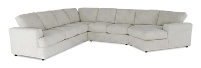 Made in Canada Customizable Sofa Lab Curve 4-Piece Right-Facing Sectional with Cuddler - Teddy Riverrock | Sofa sectionnel de droite 4 pièces avec fauteuil enveloppant personnalisable Curve de Sofa Lab fabriqué au Canada en tissu - Teddy Riverrock