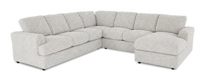 Made in Canada Customizable Sofa Lab Curve 4-Piece Right-Facing Sectional with Chaise - Teddy Riverrock | Sofa sectionnel de droite 4 pièces avec fauteuil long personnalisable Curve de Sofa Lab fabriqué au Canada en tissu - Teddy Riverrock