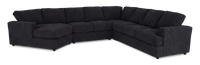  Sofa sectionnel de gauche 4 pièces avec fauteuil enveloppant personnalisable Curve de Sofa Lab fabriqué au Canada en tissu - Teddy Raven