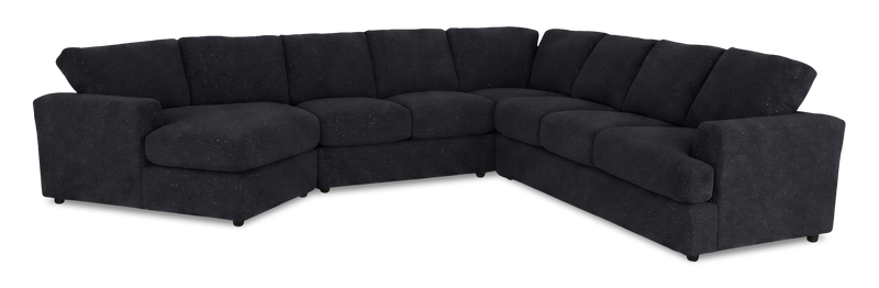 Sofa sectionnel de gauche 4 pièces avec fauteuil enveloppant personnalisable Curve de Sofa Lab fabriqué au Canada en tissu - Teddy Raven
