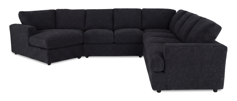 Sofa sectionnel de gauche 4 pièces avec fauteuil enveloppant personnalisable Curve de Sofa Lab fabriqué au Canada en tissu - Teddy Raven