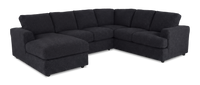 Sofa sectionnel de gauche 3 pièces avec fauteuil long personnalisable Curve de Sofa Lab fabriqué au Canada en tissu - Teddy Raven