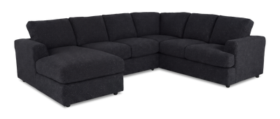 Made in Canada Customizable Sofa Lab Curve 3 Piece Left-Facing Fabric Sectional with Chaise – Teddy Raven | Sofa sectionnel de gauche 3 pièces avec fauteuil long personnalisable Curve de Sofa Lab fabriqué au Canada en tissu - Teddy Raven