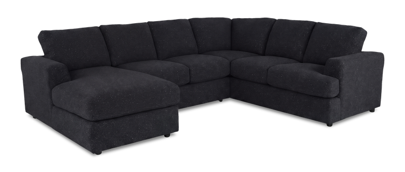 Sofa sectionnel de gauche 3 pièces avec fauteuil long personnalisable Curve de Sofa Lab fabriqué au Canada en tissu - Teddy Raven