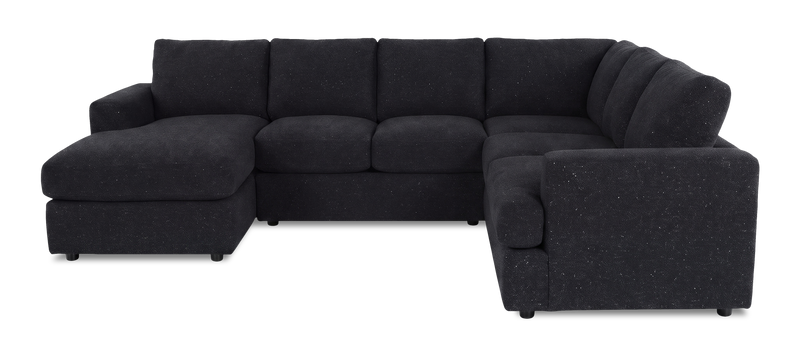 Sofa sectionnel de gauche 3 pièces avec fauteuil long personnalisable Curve de Sofa Lab fabriqué au Canada en tissu - Teddy Raven