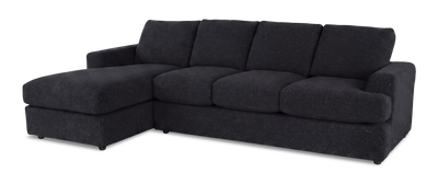 Made in Canada Customizable Sofa Lab Curve Fabric Left-Facing Sofabed Sectional - Teddy Raven | Sofa-lit sectionnel de gauche personnalisable Curve de Sofa Lab fabriqué au Canada en tissu - Teddy Raven