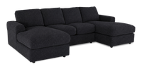 Sofa sectionnel avec deux fauteuils longs personnalisable Curve de Sofa Lab fabriqué au Canada en tissu - Teddy Raven