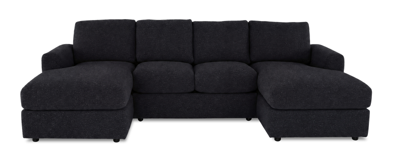 Sofa sectionnel avec deux fauteuils longs personnalisable Curve de Sofa Lab fabriqué au Canada en tissu - Teddy Raven