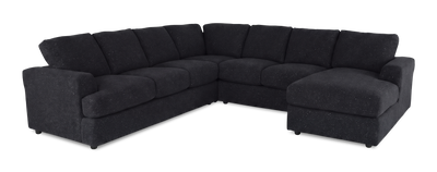 Made in Canada Customizable Sofa Lab Curve 4-Piece Right-Facing Sectional with Chaise - Teddy Raven | Sofa sectionnel de droite 4 pièces avec fauteuil long personnalisable Curve de Sofa Lab fabriqué au Canada en tissu - Teddy Raven