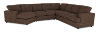 Sofa sectionnel de gauche 4 pièces avec fauteuil enveloppant personnalisable Curve de Sofa Lab fabriqué au Canada en tissu - Teddy Walnut