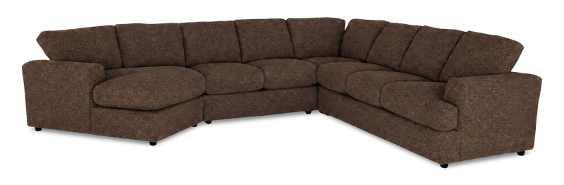 Sofa sectionnel de gauche 4 pièces avec fauteuil enveloppant personnalisable Curve de Sofa Lab fabriqué au Canada en tissu - Teddy Walnut
