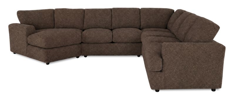Sofa sectionnel de gauche 4 pièces avec fauteuil enveloppant personnalisable Curve de Sofa Lab fabriqué au Canada en tissu - Teddy Walnut